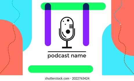 PLANTILLA ABSTRACTA PODCAST VECTOR DE FONDO DE DISEÑO LÍQUIDO DE COLOR PLANO DE MICRÓFONO PLANO. BUENO PARA EL DISEÑO DE CUBIERTA, BANNER, WEB, MEDIOS SOCIALES
