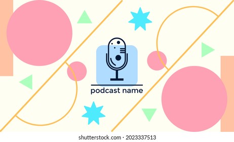 ABSTRACT TEMPLATE PODCAST MICROPHONE FLAT COLOR LIQUID DESIGN BACKGROUND VECTOR. GOOD FOR COVER DESIGN, BANNER, WEB,SOCIAL MEDIA