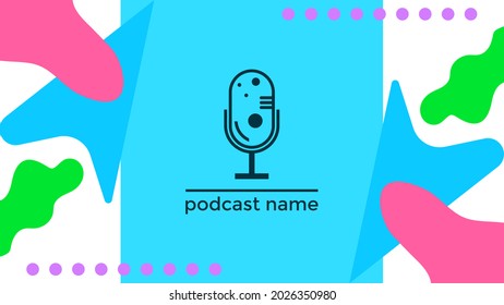 ABSTRAKTER TEMPLATENPODCAST MIKROFONFLACHENFLACHENFLACHT FARBFARBE, DESIGN HINTERGRUND VEKTOR. GUT FÜR COVER DESIGN, BANNER, WEB, SOZIALE MEDIEN