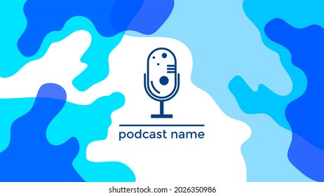 ABSTRACT TEMPLATE PODCAST MICROPHONE FLAT COLOR LIQUID DESIGN BACKGROUND VECTOR. GOOD FOR COVER DESIGN, BANNER, WEB,SOCIAL MEDIA