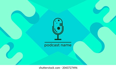 ABSTRACT TEMPLATE PODCAST MICROPHONE FLAT COLOR LIQUID DESIGN BACKGROUND VECTOR. GOOD FOR COVER DESIGN, BANNER, WEB,SOCIAL MEDIA
