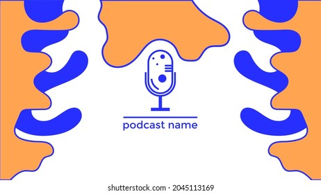 ABSTRACT TEMPLATE PODCAST MICROPHONE FLAT COLOR LIQUID DESIGN BACKGROUND VECTOR. GOOD FOR COVER DESIGN, BANNER, WEB,SOCIAL MEDIA