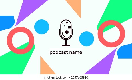 ABSTRACT TEMPLATE PODCAST MICROPHONE FLAT COLOR LIQUID DESIGN BACKGROUND VECTOR. GOOD FOR COVER DESIGN, BANNER, WEB,SOCIAL MEDIA