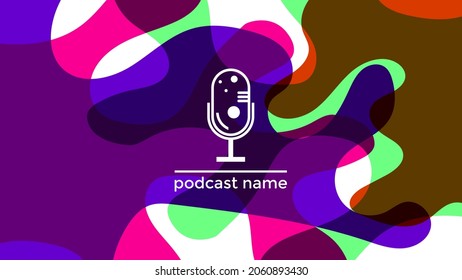 PLANTILLA ABSTRACTA PODCAST VECTOR DE FONDO DE DISEÑO LÍQUIDO DE COLOR PLANO DE MICRÓFONO PLANO. BUENO PARA EL DISEÑO DE CUBIERTA, BANNER, WEB, MEDIOS SOCIALES