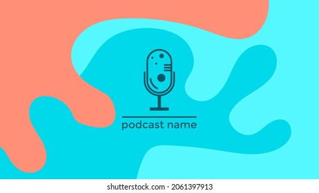ABSTRACT TEMPLATE PODCAST MICROPHONE FLAT COLOR LIQUID DESIGN BACKGROUND VECTOR. GOOD FOR COVER DESIGN, BANNER, WEB,SOCIAL MEDIA