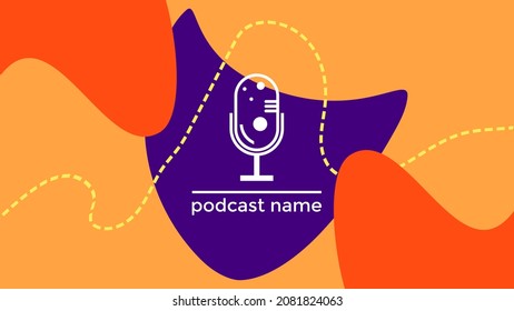 ABSTRACT TEMPLATE PODCAST MICROPHONE FLAT COLOR LIQUID DESIGN BACKGROUND VECTOR. GOOD FOR COVER DESIGN, BANNER, WEB,SOCIAL MEDIA