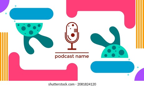 PLANTILLA ABSTRACTA PODCAST VECTOR DE FONDO DE DISEÑO LÍQUIDO DE COLOR PLANO DE MICRÓFONO PLANO. BUENO PARA EL DISEÑO DE CUBIERTA, BANNER, WEB, MEDIOS SOCIALES