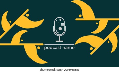 ABSTRACT TEMPLATE PODCAST MICROPHONE FLAT COLOR LIQUID DESIGN BACKGROUND VECTOR. GOOD FOR COVER DESIGN, BANNER, WEB,SOCIAL MEDIA