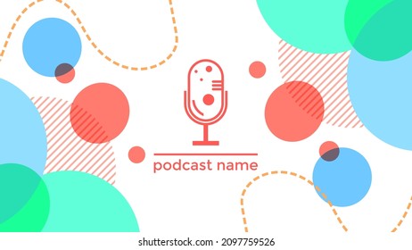 ABSTRAKTER TEMPLATENPODCAST MIKROFONFLACHENFLACHENFLACHT FARBFARBE, DESIGN HINTERGRUND VEKTOR. GUT FÜR COVER DESIGN, BANNER, WEB, SOZIALE MEDIEN