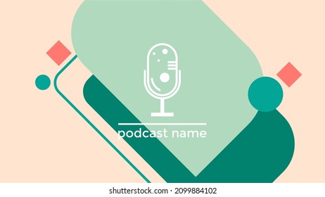 ABSTRACT TEMPLATE PODCAST MICROPHONE FLAT COLOR LIQUID DESIGN BACKGROUND VECTOR. GOOD FOR COVER DESIGN, BANNER, WEB,SOCIAL MEDIA