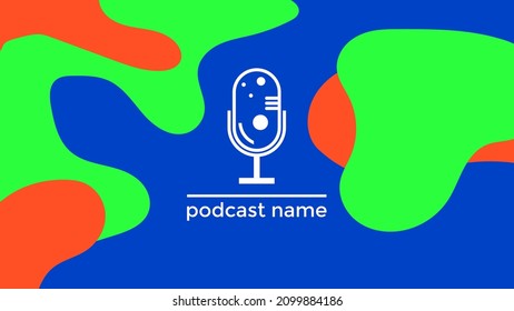 ABSTRACT TEMPLATE PODCAST MICROPHONE FLAT COLOR LIQUID DESIGN BACKGROUND VECTOR. GOOD FOR COVER DESIGN, BANNER, WEB,SOCIAL MEDIA