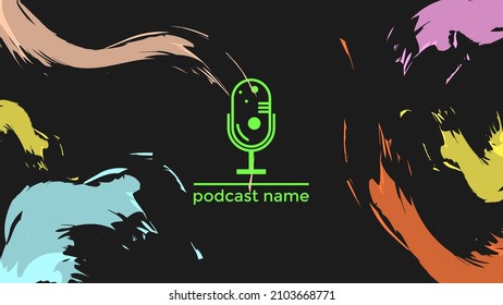 ABSTRACT TEMPLATE PODCAST MICROPHONE FLAT COLOR LIQUID DESIGN BACKGROUND VECTOR. GOOD FOR COVER DESIGN, BANNER, WEB,SOCIAL MEDIA