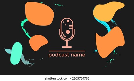 ABSTRAKTER TEMPLATENPODCAST MIKROFONFLACHENFLACHENFLACHT FARBFARBE, DESIGN HINTERGRUND VEKTOR. GUT FÜR COVER DESIGN, BANNER, WEB, SOZIALE MEDIEN