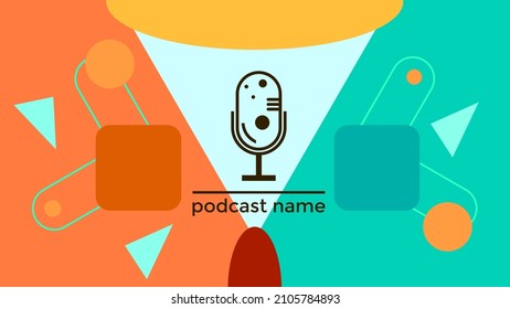 PLANTILLA ABSTRACTA PODCAST VECTOR DE FONDO DE DISEÑO LÍQUIDO DE COLOR PLANO DE MICRÓFONO PLANO. BUENO PARA EL DISEÑO DE CUBIERTA, BANNER, WEB, MEDIOS SOCIALES