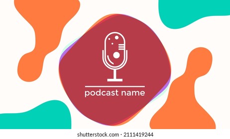 ABSTRACT TEMPLATE PODCAST MICROPHONE FLAT COLOR LIQUID DESIGN BACKGROUND VECTOR. GOOD FOR COVER DESIGN, BANNER, WEB,SOCIAL MEDIA