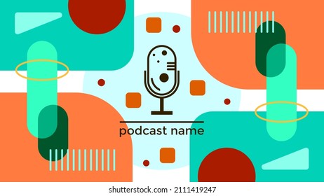 ABSTRACT TEMPLATE PODCAST MICROPHONE FLAT COLOR LIQUID DESIGN BACKGROUND VECTOR. GOOD FOR COVER DESIGN, BANNER, WEB,SOCIAL MEDIA