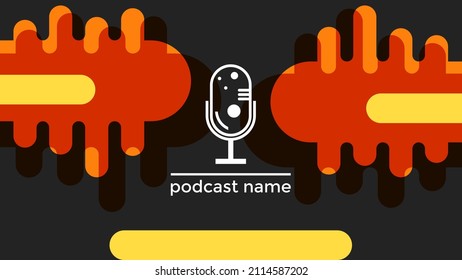 ABSTRACT TEMPLATE PODCAST MICROPHONE FLAT COLOR LIQUID DESIGN BACKGROUND VECTOR. GOOD FOR COVER DESIGN, BANNER, WEB,SOCIAL MEDIA