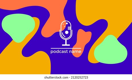 PLANTILLA ABSTRACTA PODCAST VECTOR DE FONDO DE DISEÑO LÍQUIDO DE COLOR PLANO DE MICRÓFONO PLANO. BUENO PARA EL DISEÑO DE CUBIERTA, BANNER, WEB, MEDIOS SOCIALES