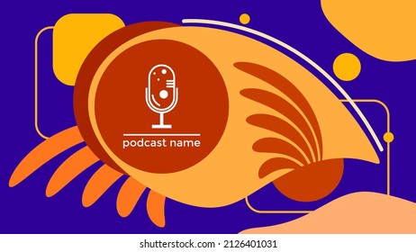 ABSTRACT TEMPLATE PODCAST MICROPHONE FLAT COLOR LIQUID DESIGN BACKGROUND VECTOR. GOOD FOR COVER DESIGN, BANNER, WEB,SOCIAL MEDIA