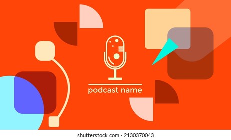 ABSTRACT TEMPLATE PODCAST MICROPHONE FLAT COLOR LIQUID DESIGN BACKGROUND VECTOR. GOOD FOR COVER DESIGN, BANNER, WEB,SOCIAL MEDIA