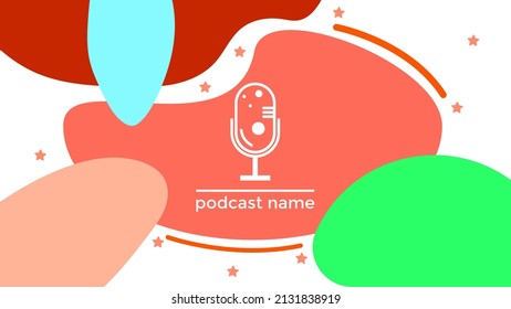 ABSTRACT TEMPLATE PODCAST MICROPHONE FLAT COLOR LIQUID DESIGN BACKGROUND VECTOR. GOOD FOR COVER DESIGN, BANNER, WEB,SOCIAL MEDIA