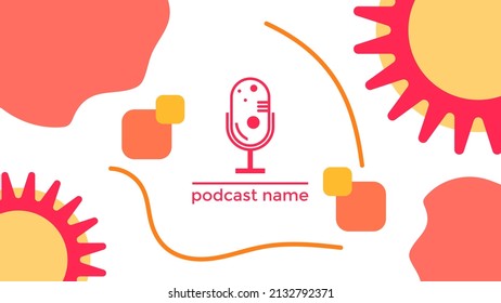 ABSTRACT TEMPLATE PODCAST MICROPHONE FLAT COLOR LIQUID DESIGN BACKGROUND VECTOR. GOOD FOR COVER DESIGN, BANNER, WEB,SOCIAL MEDIA