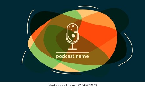 ABSTRACT TEMPLATE PODCAST MICROPHONE FLAT COLOR LIQUID DESIGN BACKGROUND VECTOR. GOOD FOR COVER DESIGN, BANNER, WEB,SOCIAL MEDIA
