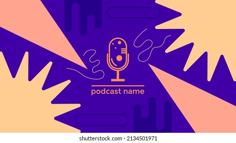 ABSTRACT TEMPLATE PODCAST MICROPHONE FLAT COLOR LIQUID DESIGN BACKGROUND VECTOR. GOOD FOR COVER DESIGN, BANNER, WEB,SOCIAL MEDIA