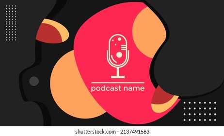 ABSTRACT TEMPLATE PODCAST MICROPHONE FLAT COLOR LIQUID DESIGN BACKGROUND VECTOR. GOOD FOR COVER DESIGN, BANNER, WEB,SOCIAL MEDIA
