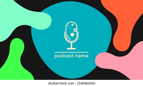 ABSTRACT TEMPLATE PODCAST MICROPHONE FLAT COLOR LIQUID DESIGN BACKGROUND VECTOR. GOOD FOR COVER DESIGN, BANNER, WEB,SOCIAL MEDIA