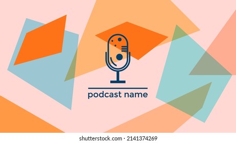 PLANTILLA ABSTRACTA PODCAST VECTOR DE FONDO DE DISEÑO LÍQUIDO DE COLOR PLANO DE MICRÓFONO PLANO. BUENO PARA EL DISEÑO DE CUBIERTA, BANNER, WEB, MEDIOS SOCIALES