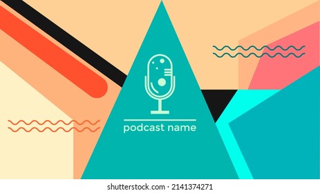 ABSTRAKTER TEMPLATENPODCAST MIKROFONFLACHENFLACHENFLACHT FARBFARBE, DESIGN HINTERGRUND VEKTOR. GUT FÜR COVER DESIGN, BANNER, WEB, SOZIALE MEDIEN