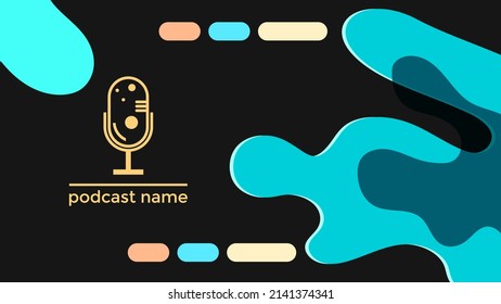 ABSTRACT TEMPLATE PODCAST MICROPHONE FLAT COLOR LIQUID DESIGN BACKGROUND VECTOR. GOOD FOR COVER DESIGN, BANNER, WEB,SOCIAL MEDIA