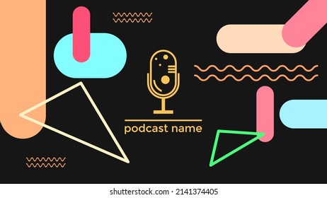 ABSTRACT TEMPLATE PODCAST MICROPHONE FLAT COLOR LIQUID DESIGN BACKGROUND VECTOR. GOOD FOR COVER DESIGN, BANNER, WEB,SOCIAL MEDIA