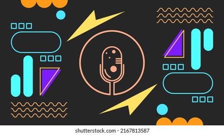 ABSTRACT TEMPLATE PODCAST MICROPHONE FLAT COLOR LIQUID DESIGN BACKGROUND VECTOR. GOOD FOR COVER DESIGN, BANNER, WEB,SOCIAL MEDIA
