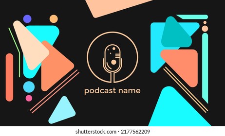 ABSTRACT TEMPLATE PODCAST MICROPHONE FLAT COLOR LIQUID DESIGN BACKGROUND VECTOR. GOOD FOR COVER DESIGN, BANNER, WEB,SOCIAL MEDIA