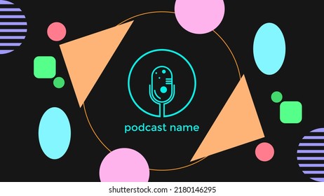 ABSTRAKTER TEMPLATENPODCAST MIKROFONFLACHENFLACHENFLACHT FARBFARBE, DESIGN HINTERGRUND VEKTOR. GUT FÜR COVER DESIGN, BANNER, WEB, SOZIALE MEDIEN