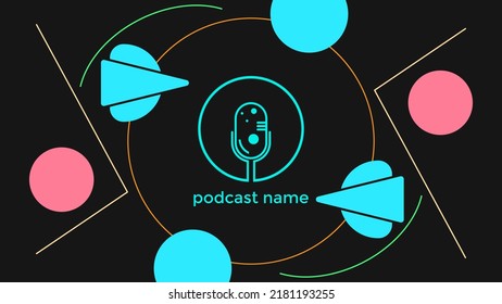 PLANTILLA ABSTRACTA PODCAST VECTOR DE FONDO DE DISEÑO LÍQUIDO DE COLOR PLANO DE MICRÓFONO PLANO. BUENO PARA EL DISEÑO DE CUBIERTA, BANNER, WEB, MEDIOS SOCIALES