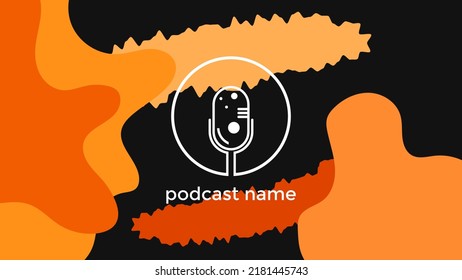 ABSTRACT TEMPLATE PODCAST MICROPHONE FLAT COLOR LIQUID DESIGN BACKGROUND VECTOR. GOOD FOR COVER DESIGN, BANNER, WEB,SOCIAL MEDIA