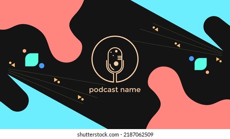 ABSTRACT TEMPLATE PODCAST MICROPHONE FLAT COLOR LIQUID DESIGN BACKGROUND VECTOR. GOOD FOR COVER DESIGN, BANNER, WEB,SOCIAL MEDIA