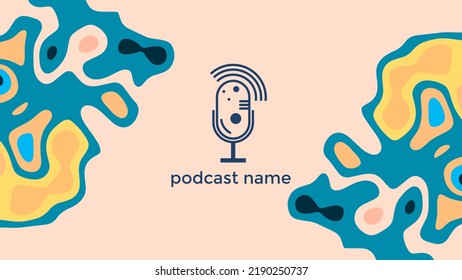 ABSTRACT TEMPLATE PODCAST MICROPHONE FLAT COLOR LIQUID DESIGN BACKGROUND VECTOR. GOOD FOR COVER DESIGN, BANNER, WEB,SOCIAL MEDIA