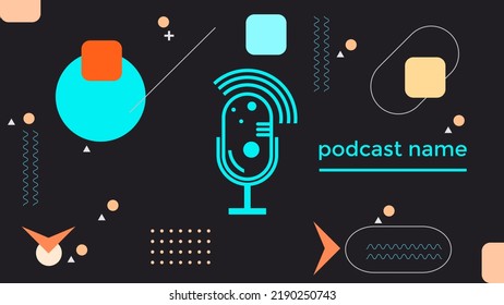 ABSTRACT TEMPLATE PODCAST MICROPHONE FLAT COLOR LIQUID DESIGN BACKGROUND VECTOR. GOOD FOR COVER DESIGN, BANNER, WEB,SOCIAL MEDIA