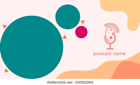 PLANTILLA ABSTRACTA COLOR PLANO MICRÓFONO PODCAST CON VECTOR DE FONDO DE DISEÑO DE ÁREA DE COPIA. BUENO PARA EL DISEÑO DE CUBIERTA, BANNER, WEB, MEDIOS SOCIALES