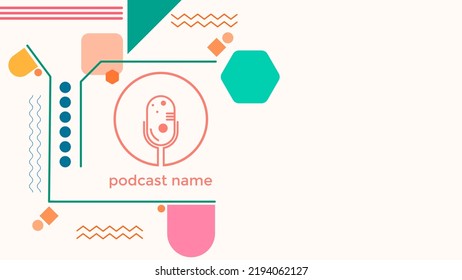 ABSTRACT TEMPLATE PODCAST MICROPHONE FLAT COLOR WITH COPY AREA SPACE DESIGN BACKGROUND VECTOR. GOOD FOR COVER DESIGN, BANNER, WEB,SOCIAL MEDIA