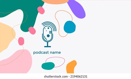 ABSTRAKTER TEMPLATENPODCAST MIKROFONFLACHENFARBE MIT KOPIENRAUM-RAUM-DESIGN HINTERGRUND VEKTOR. GUT FÜR COVER DESIGN, BANNER, WEB, SOZIALE MEDIEN