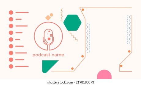 ABSTRAKTER TEMPLATENPODCAST MIKROFONFLACHENFARBE MIT KOPIENRAUM-RAUM-DESIGN HINTERGRUND VEKTOR. GUT FÜR COVER DESIGN, BANNER, WEB, SOZIALE MEDIEN