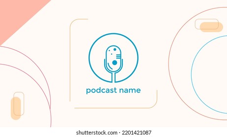 ABSTRAKTER TEMPLATENPODCAST MIKROFONFLACHENFLACHENFLACHT FARBFARBE, DESIGN HINTERGRUND VEKTOR. GUT FÜR COVER DESIGN, BANNER, WEB, SOZIALE MEDIEN