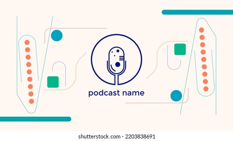 ABSTRACT TEMPLATE PODCAST MICROPHONE FLAT COLOR LIQUID DESIGN BACKGROUND VECTOR. GOOD FOR COVER DESIGN, BANNER, WEB,SOCIAL MEDIA