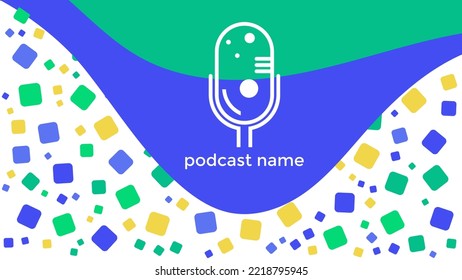 ABSTRAKTER TEMPLATENPODCAST MIKROFONFLACHENFLACHENFLACHT FARBFARBE, DESIGN HINTERGRUND VEKTOR. GUT FÜR COVER DESIGN, BANNER, WEB, SOZIALE MEDIEN