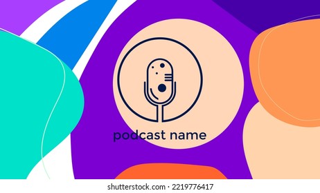 ABSTRACT TEMPLATE PODCAST MICROPHONE FLAT COLOR LIQUID DESIGN BACKGROUND VECTOR. GOOD FOR COVER DESIGN, BANNER, WEB,SOCIAL MEDIA